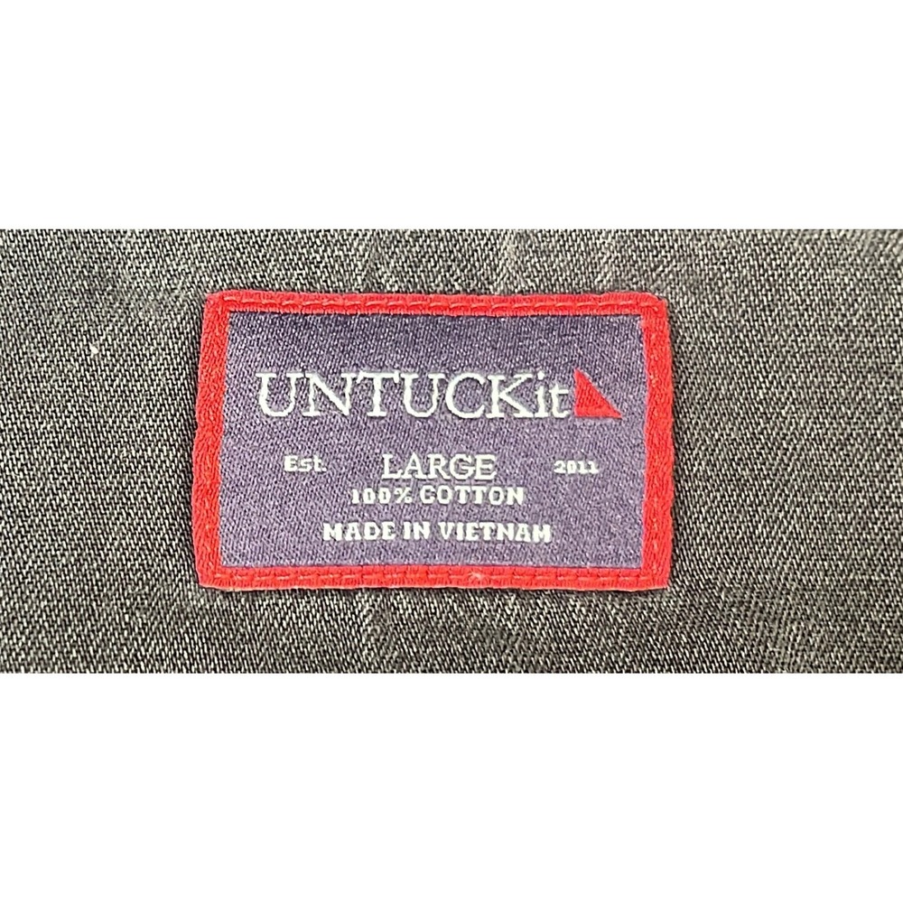UNTUCKit Mens Large Black Denim Button Down Shirt Long Sleeve Cotton Workwear - Picture 3 of 11